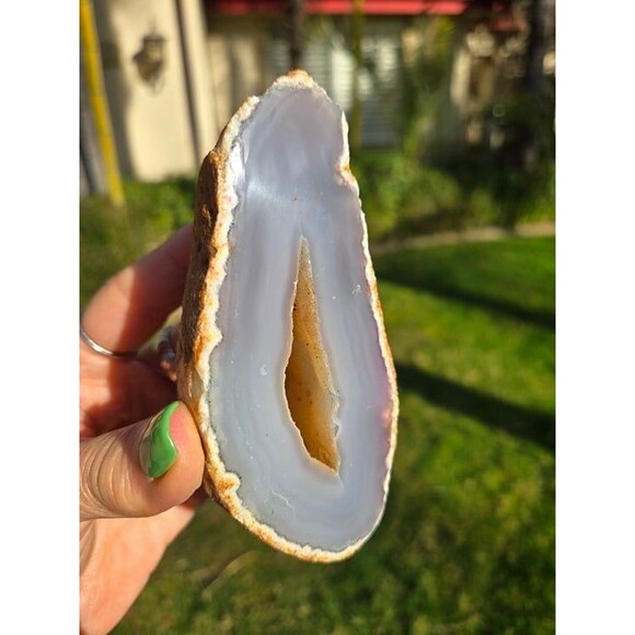 Natural Agate Geode with Druzy Center - Picture 9 of 11